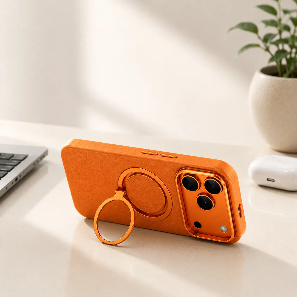 MagSafe iPhone case with built-in adjustable stand
