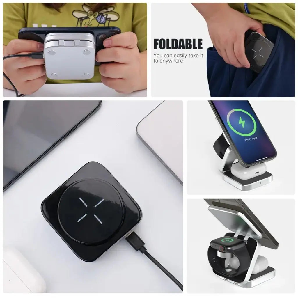 3 in 1 Foldable Apple Charger for Apple iPhone 15 Pro Max, Apple AirPods Pro, Apple Watch Ultra from Evolved Chargers