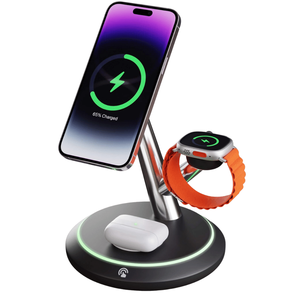 3 in 1 Wireless Charging Station with MagSafe for Apple iPhone 15 Pro Max, Apple Watch Ultra, and Apple AirPods Pro