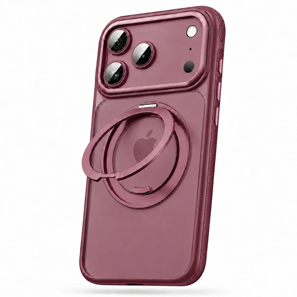 Burgundy clear phone case with the ring stand open, viewed from the rear #color_Burgundy
