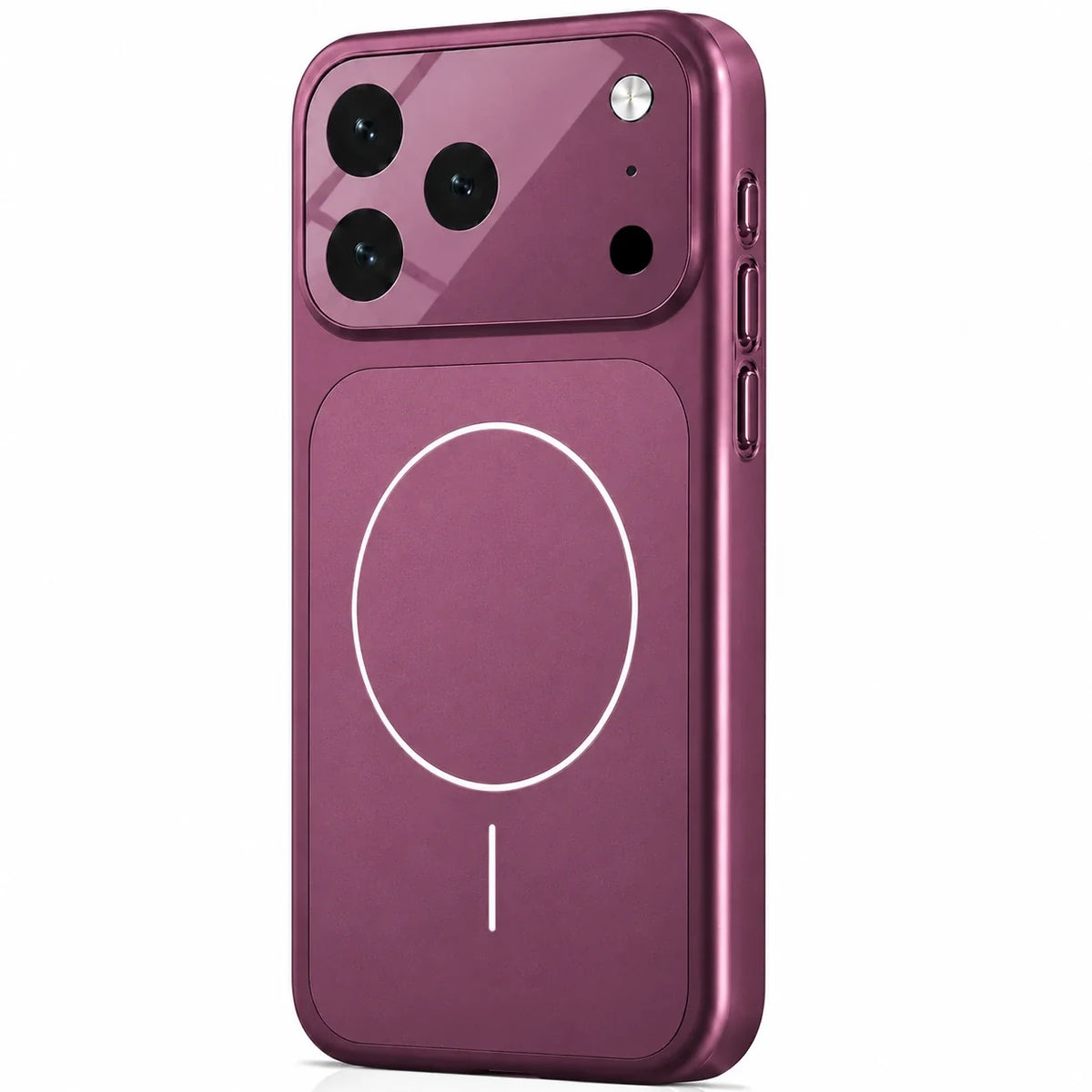Burgundy magnetic phone case with a matte back and raised camera cover on a white background #color_Burgundy