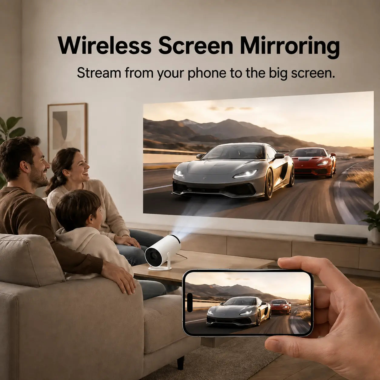 Mini projector for bedroom movies and streaming