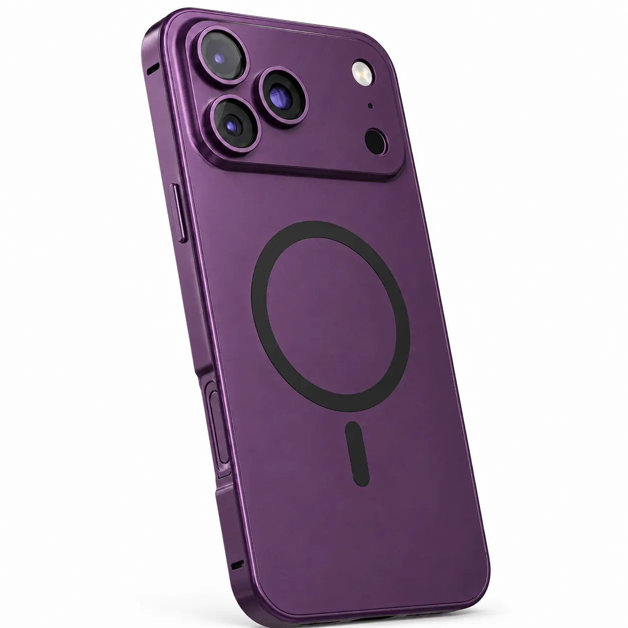 Protective aluminum iPhone 18 Pro Max case in dark cherry finish