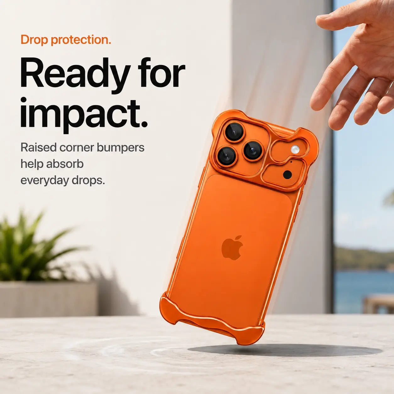 Metal edge phone case with slim open back