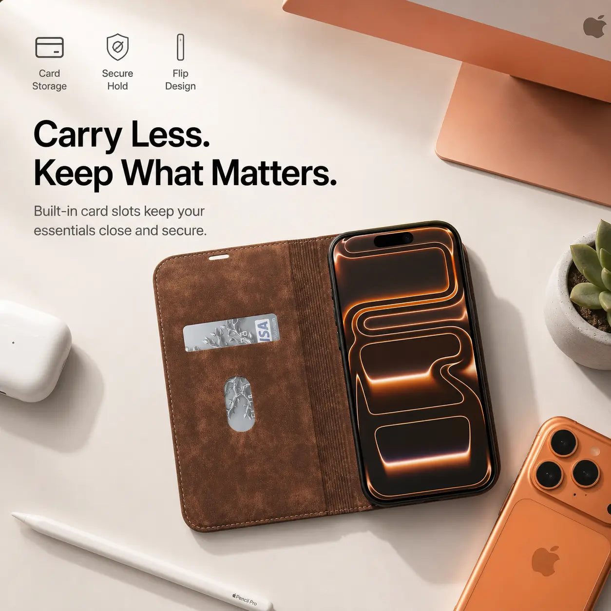 Magnetic flip wallet phone case with protective cover