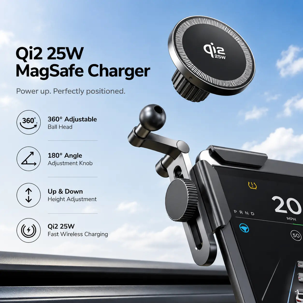 Magnetic wireless car charger designed for Tesla