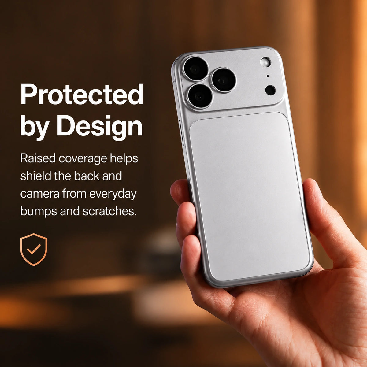 Titanium Silver magnetic protective phone backplate held with raised camera protection #color_Titanium Silver