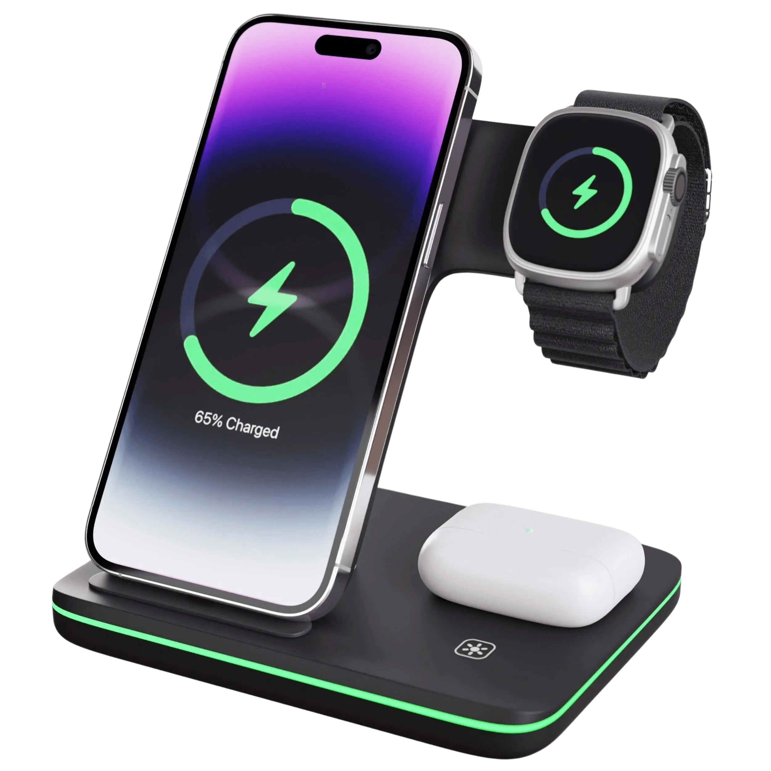 3 in 1 Wireless Charging Station with MagSafe for Apple iPhone 15 Pro Max, Apple Watch Ultra, and Apple AirPods Pro