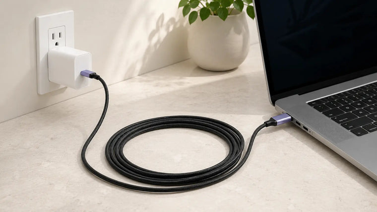 100W braided USB-C to USB-C fast charging cable for laptops