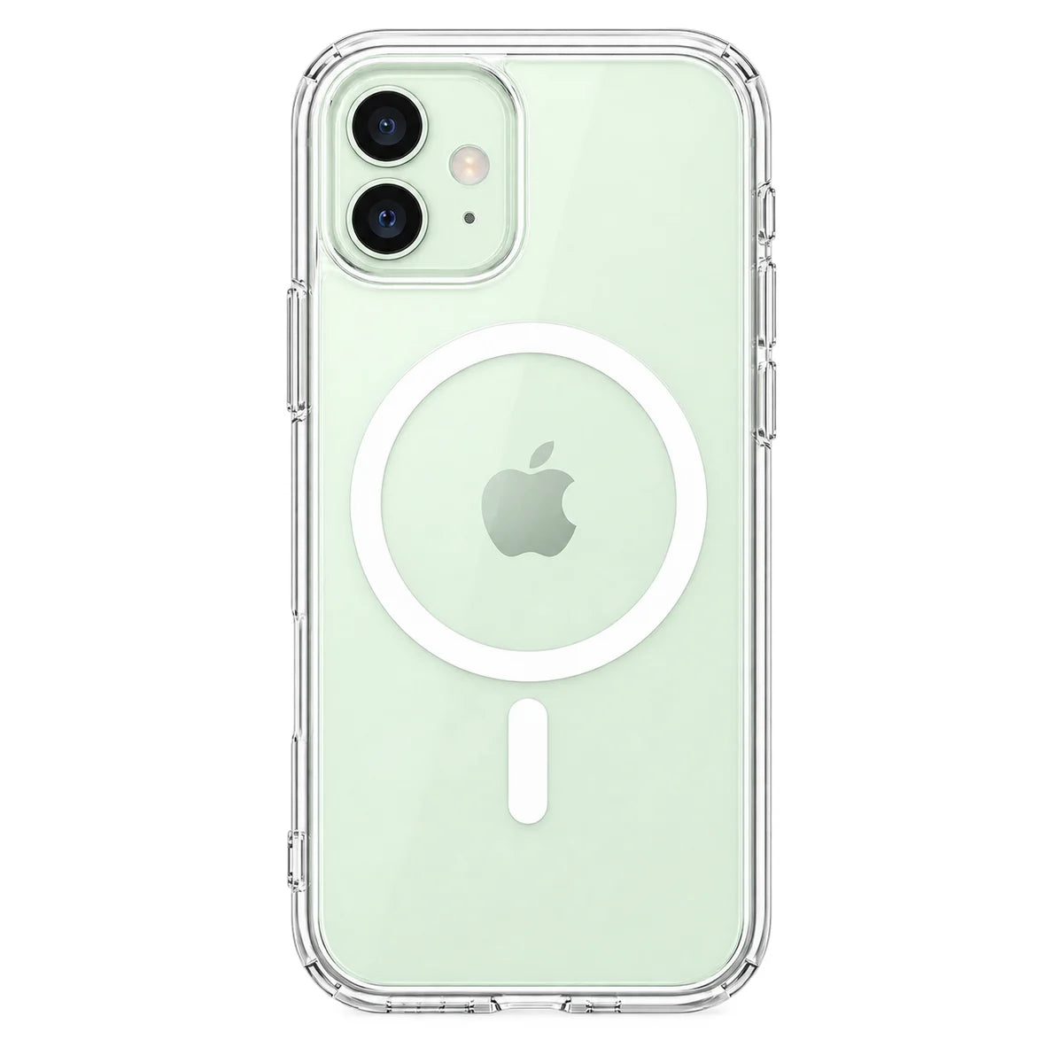Clear magnetic phone case showing the handset's rear cameras and transparent edges. #iPhone Model_iPhone 12