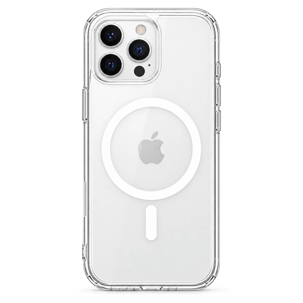 Clear magnetic phone case showing the handset's rear cameras and transparent edges. #iPhone Model_iPhone 12 Pro