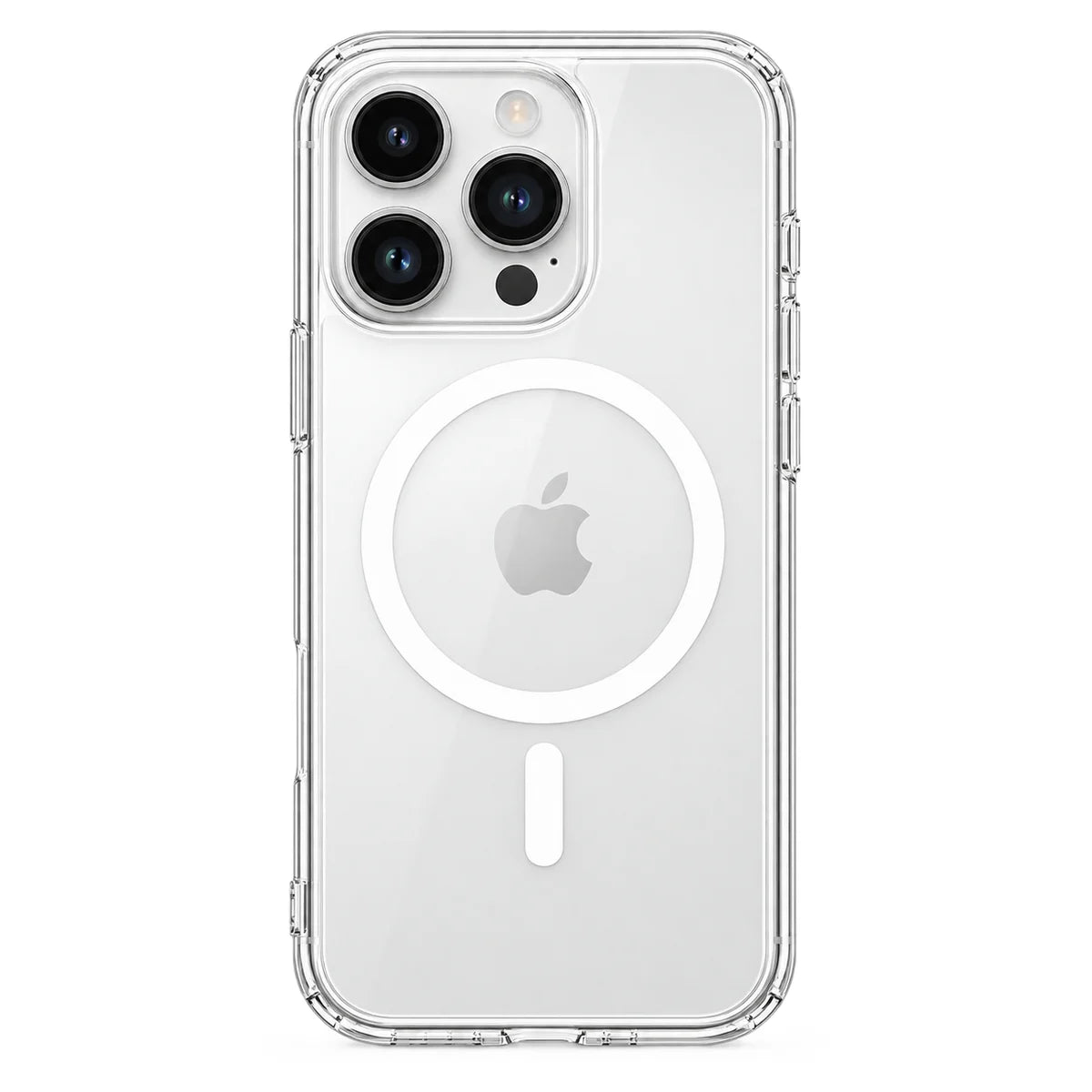 Clear magnetic phone case showing the handset's rear cameras and transparent edges. #iPhone Model_iPhone 14 Pro