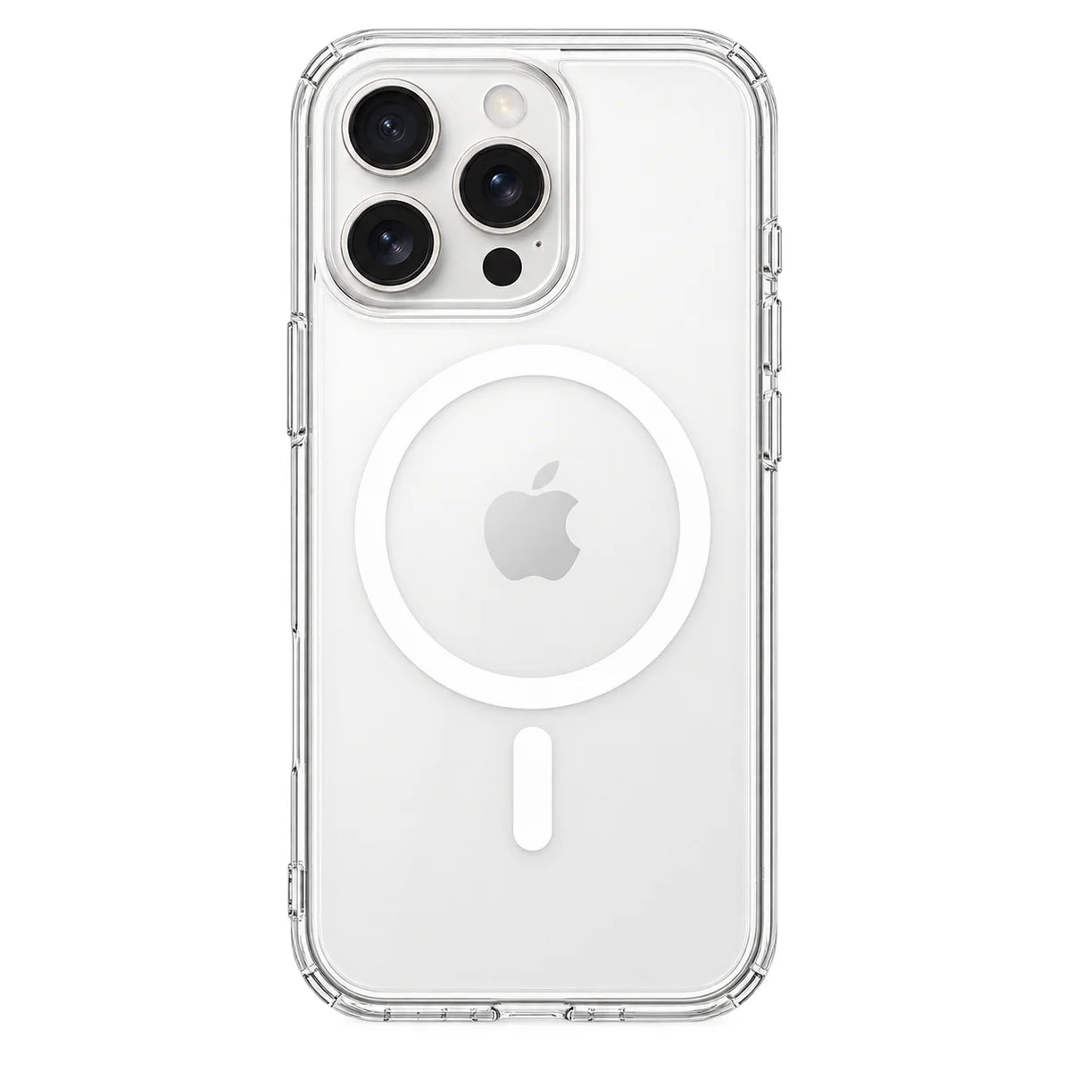 Clear magnetic phone case showing the handset's rear cameras and transparent edges. #iPhone Model_iPhone 16 Pro