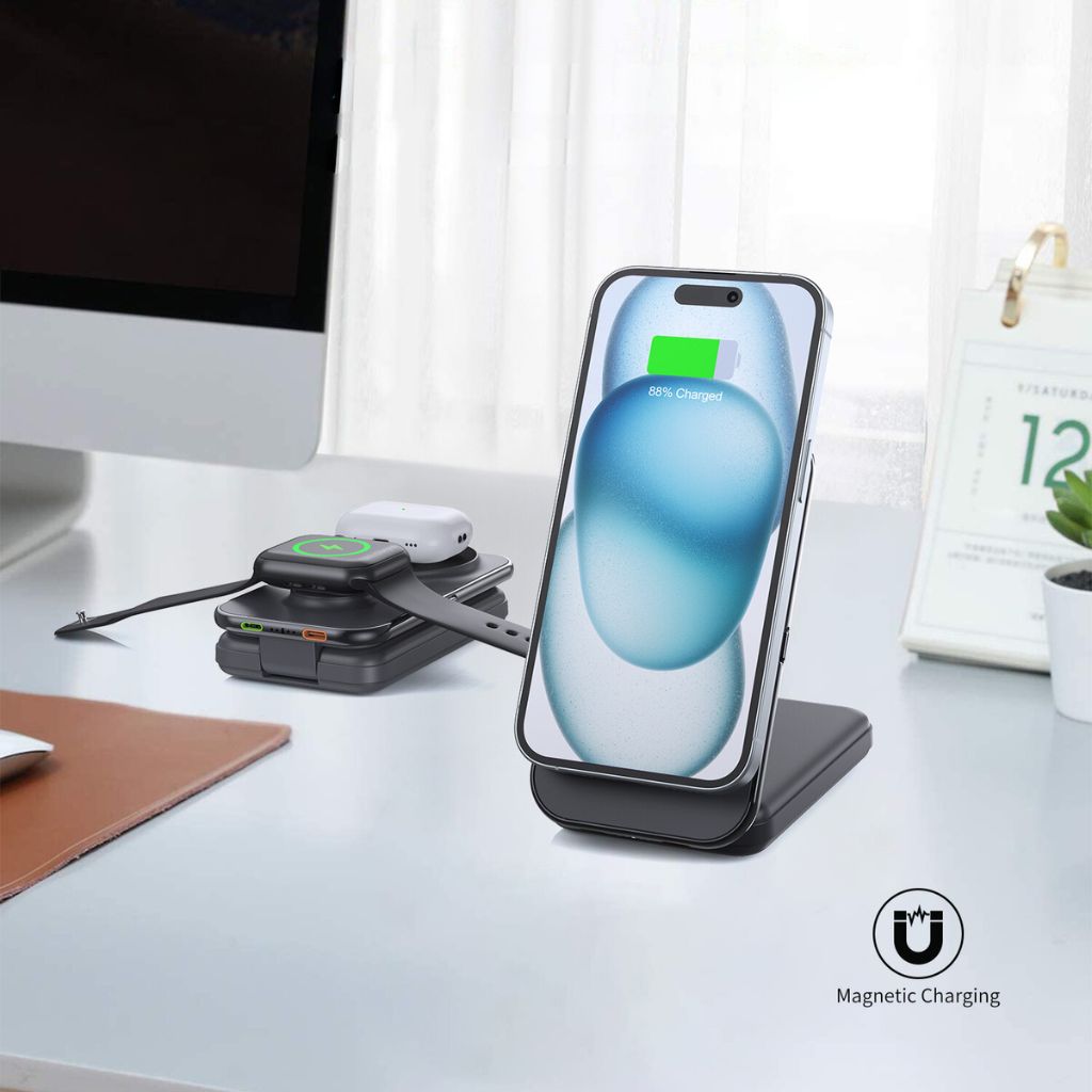 8,000mAh Magnetic Qi2 Power Bank | 3-in-1 Wireless Charger 8,000mAh Magnetic Qi2 Power Bank | 3-in-1 Wireless Charger
