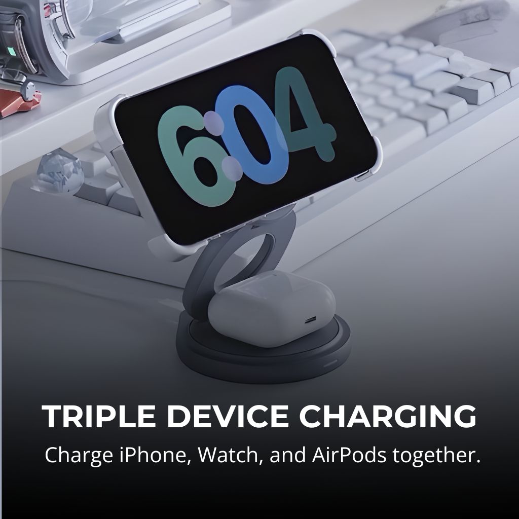 Qi2.2 25W 3-in-1 MagSafe Charging Station for Apple iPhone, Watch