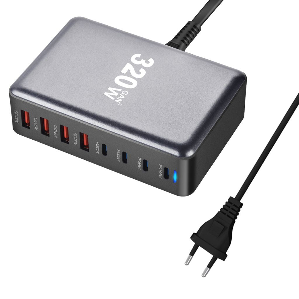 320W GaN 8-Port USB-C Charger