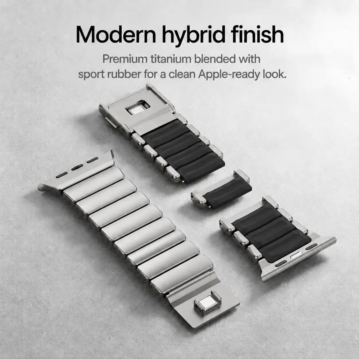 titanium rubber apple watch strap onyx black #color_Titanium Onyx Black