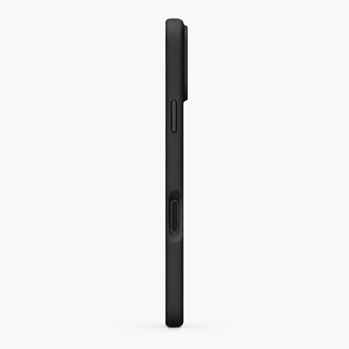 Black silicone phone case shown in a slim side view #color_Midnight Black