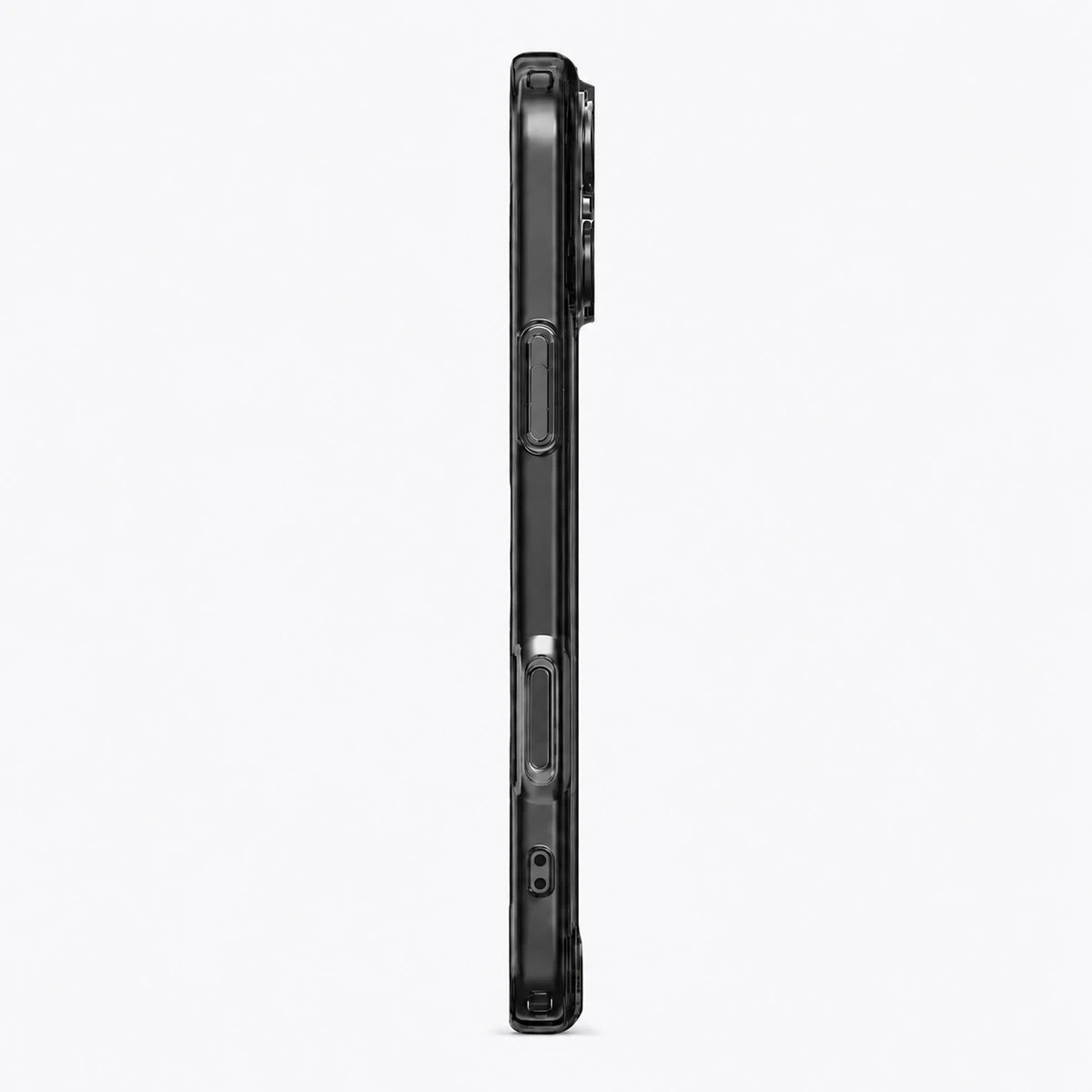 Black tinted phone case in a slim side profile on a white background #color_Midnight Black