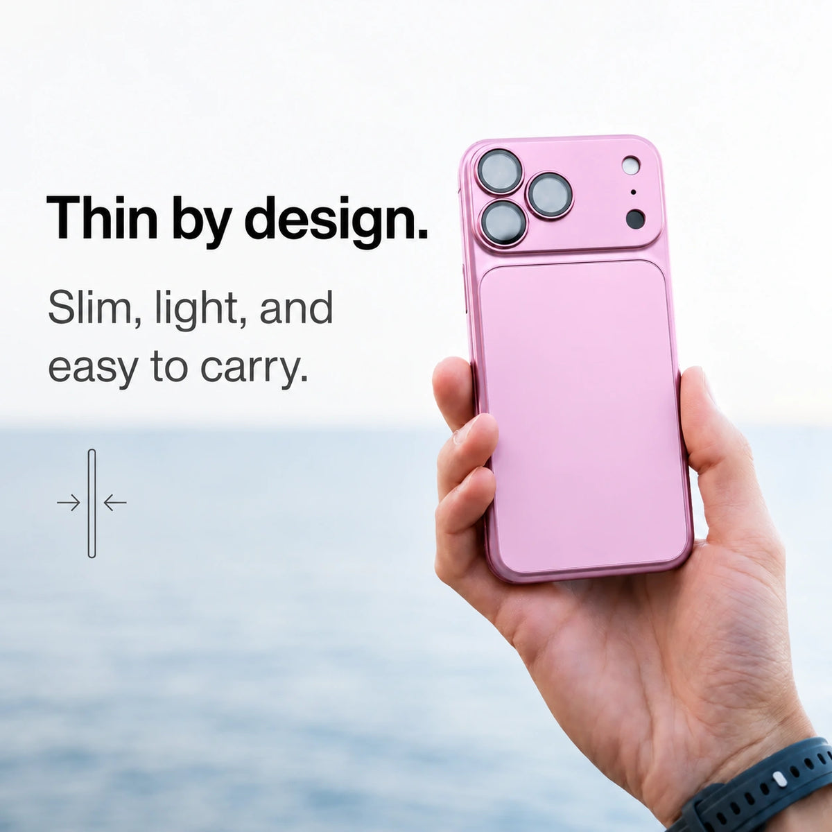 Blush Pink magnetic protective phone backplate shown as a thin protective panel #color_Blush Pink