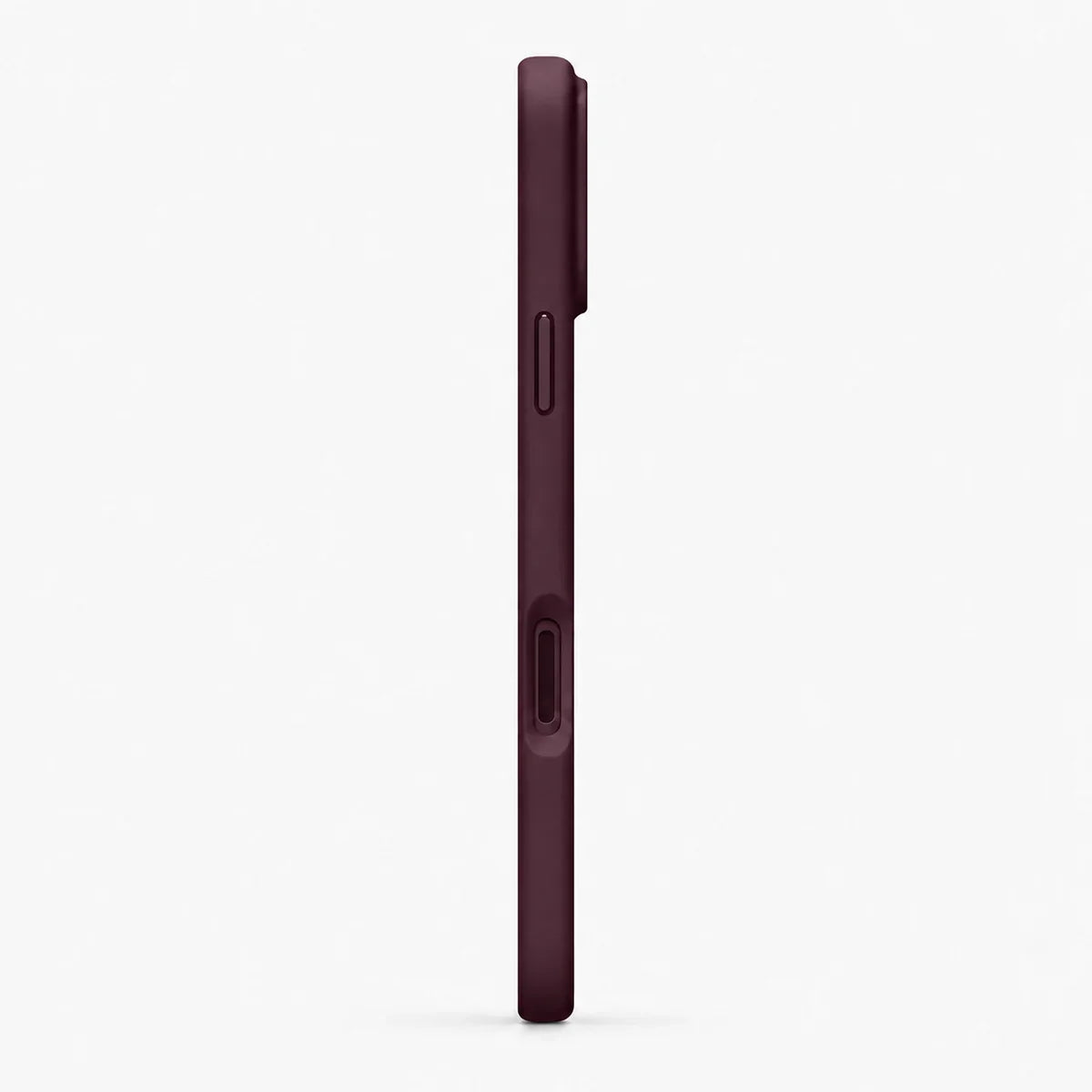 Burgundy silicone phone case shown in a slim side view #color_Burgundy