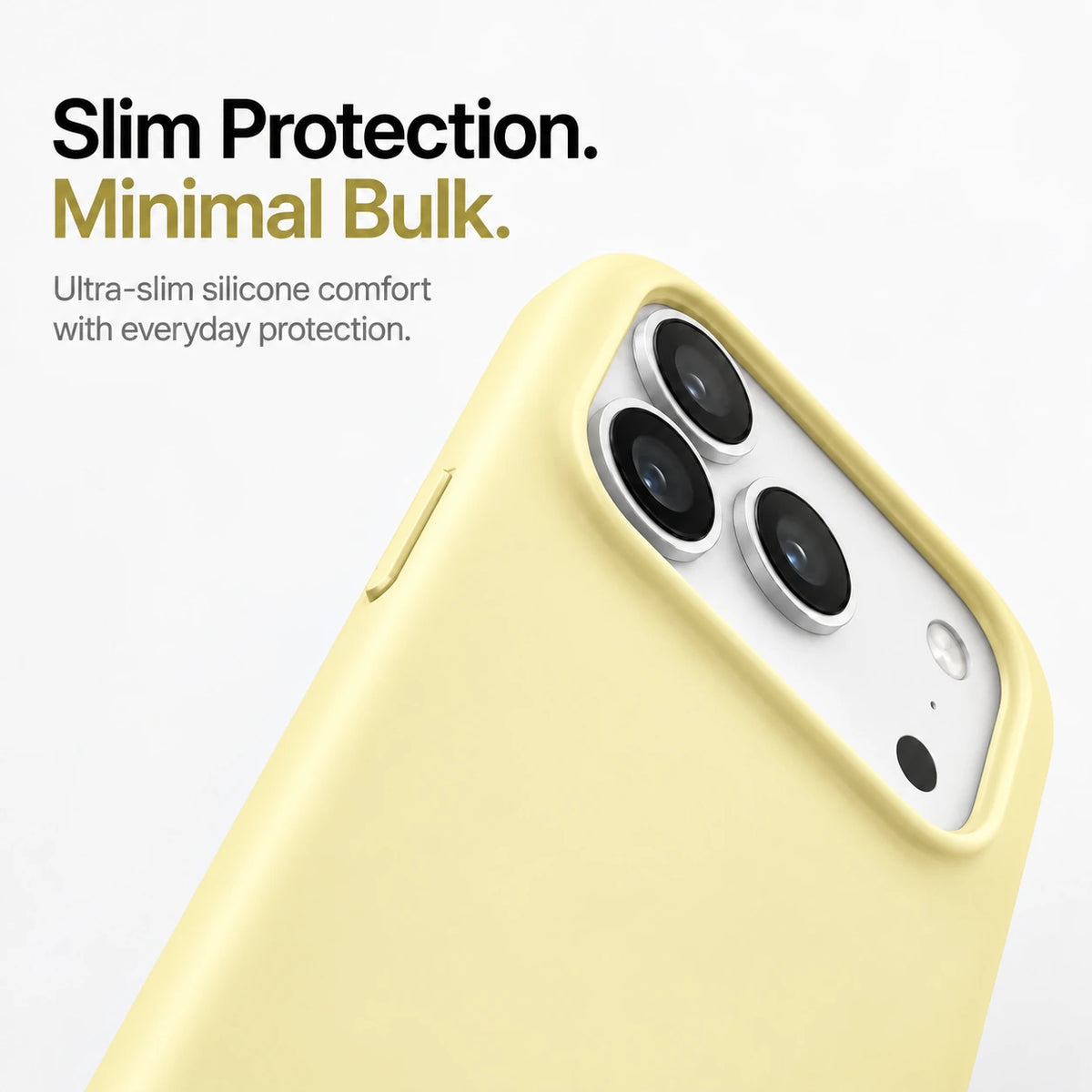 Butter yellow silicone phone case showing the raised rim around the camera #color_Butter Yellow