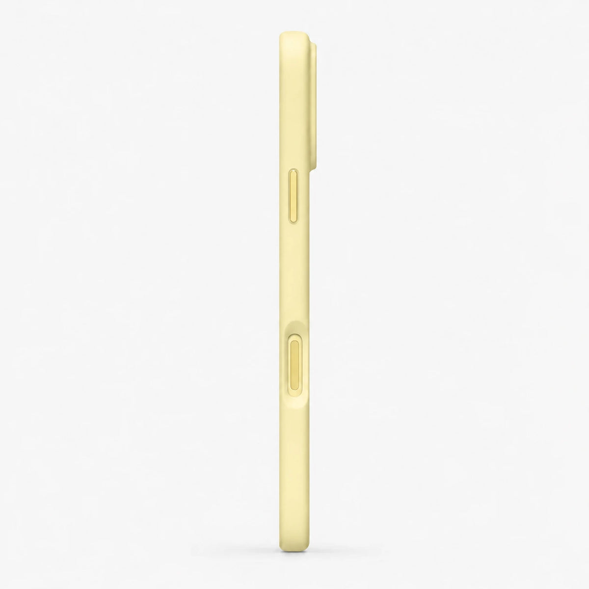 Butter yellow silicone phone case shown in a slim side view #color_Butter Yellow