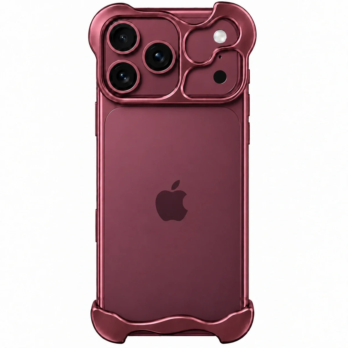 Cherry sculpted metal phone case viewed from the rear #color_Dark Cherry