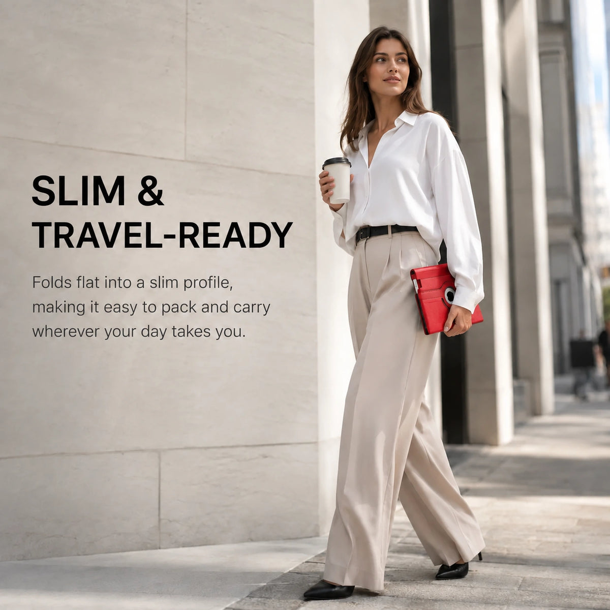 Crimson Red rotating tablet folio case carried while traveling #color_Crimson Red