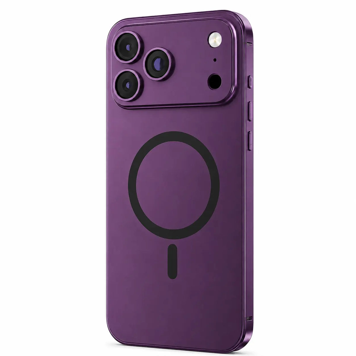 Dark cherry metal magnetic phone case in an upright rear detail view on a white background #color_Dark Cherry