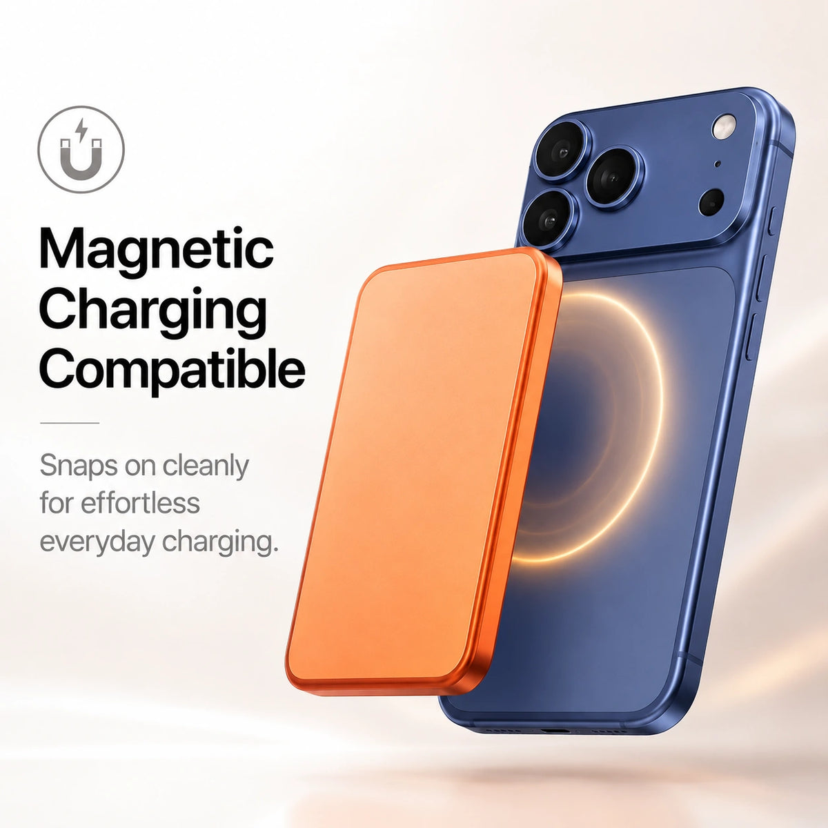 Deep Blue magnetic protective phone backplate with a magnetic charging accessory #color_Deep Blue