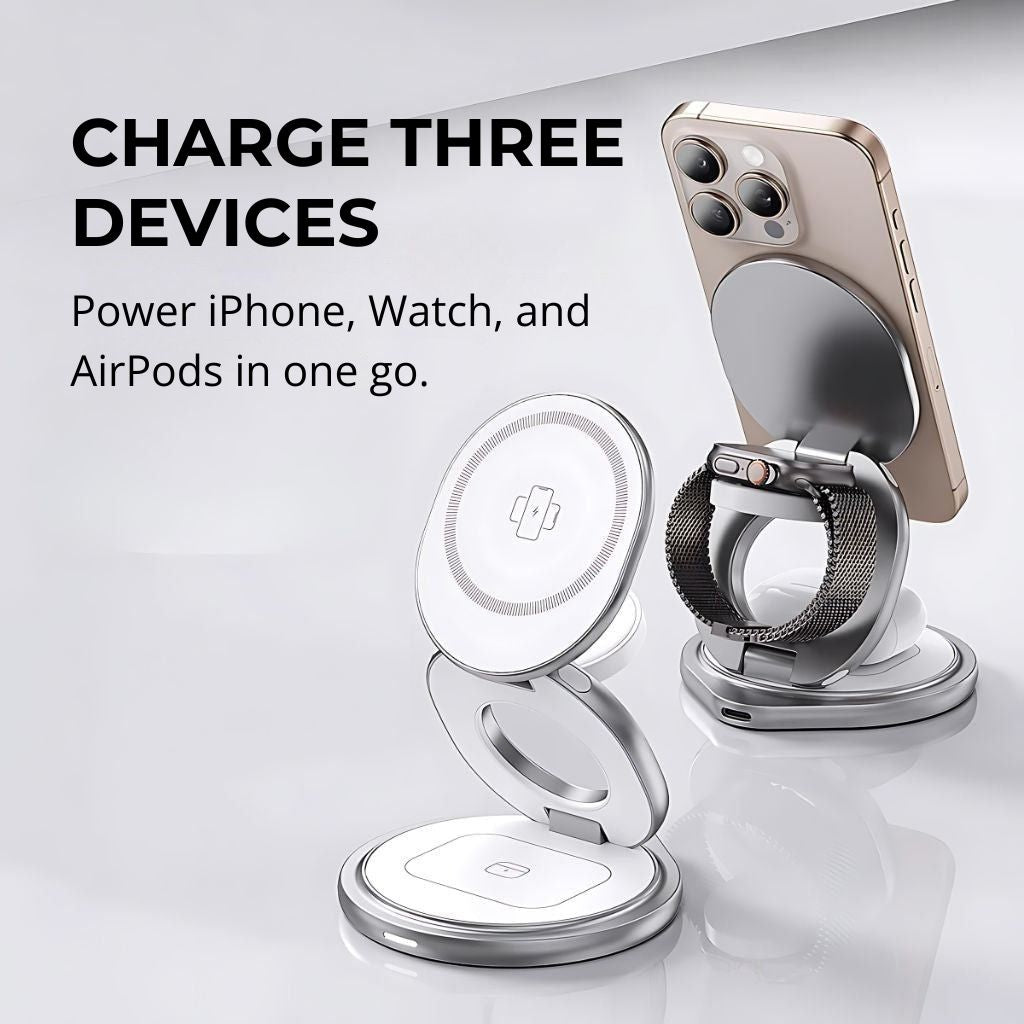 3-in-1 Qi2 Foldable Apple MagSafe Charging Station iPhone, Apple