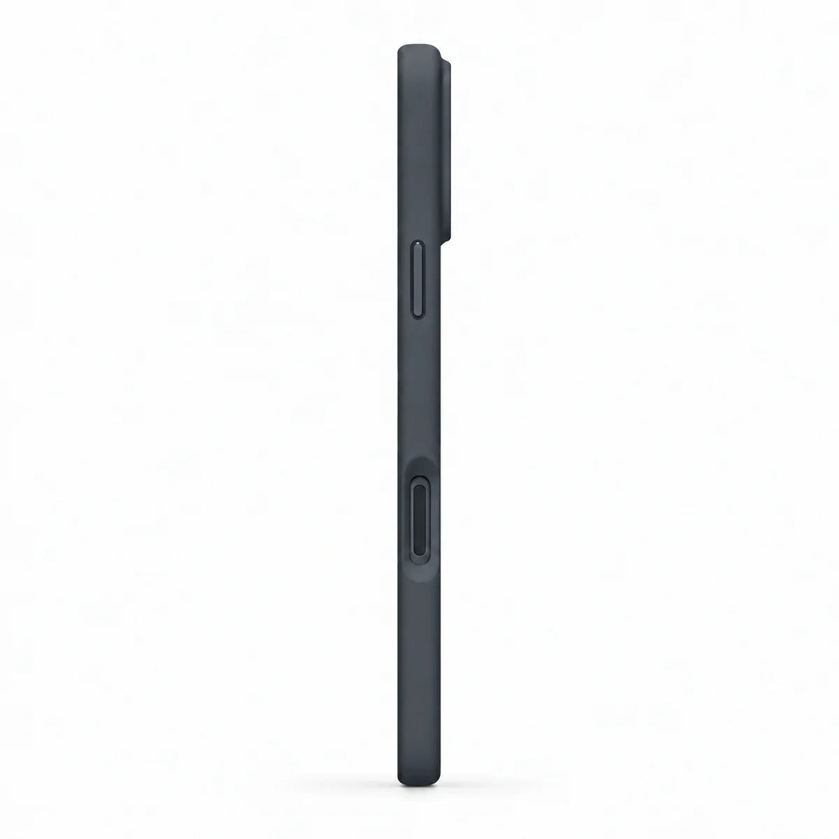 Graphite silicone phone case shown in a slim side view #color_Graphite