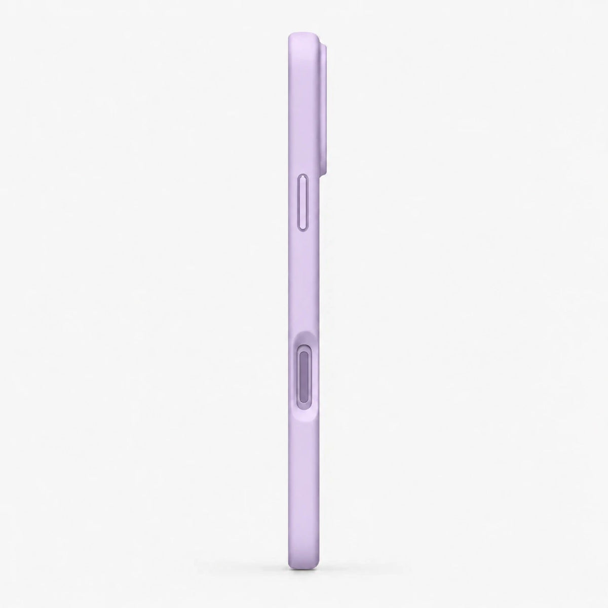 Lavender silicone phone case shown in a slim side view #color_Lavender