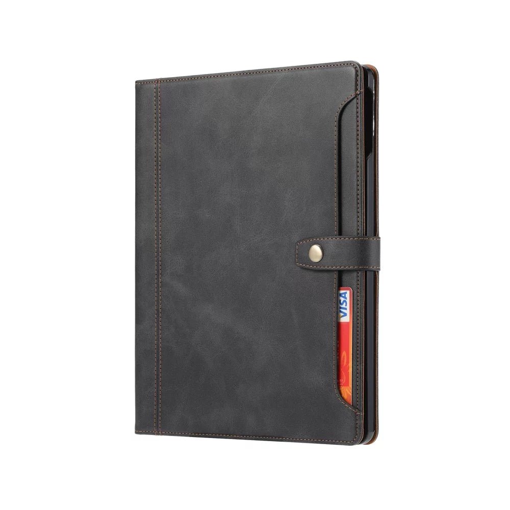 Leather Folio Case with Card Slots & Pencil Holder for iPad