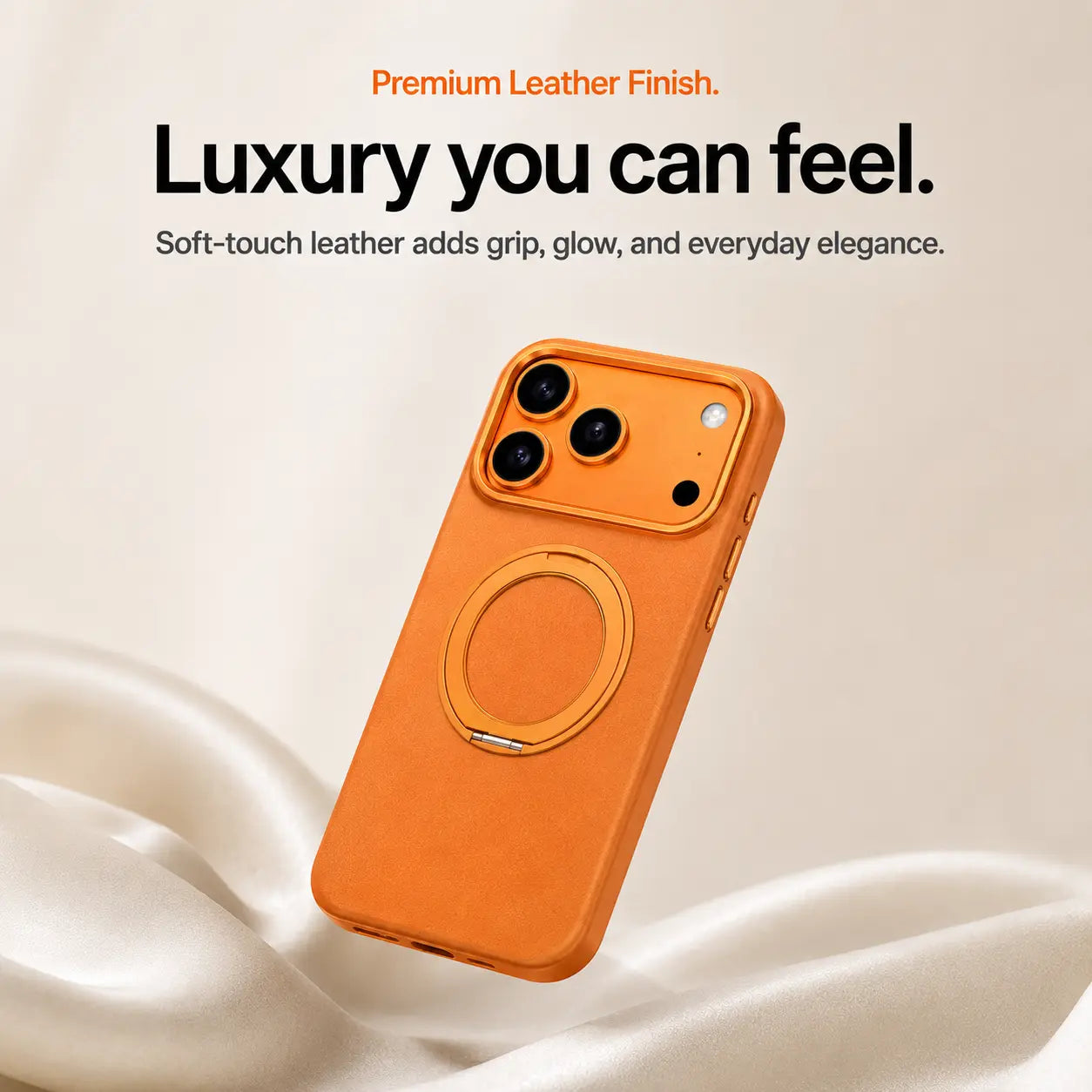 Fingerprint-resistant leather iPhone case with premium smooth finish
