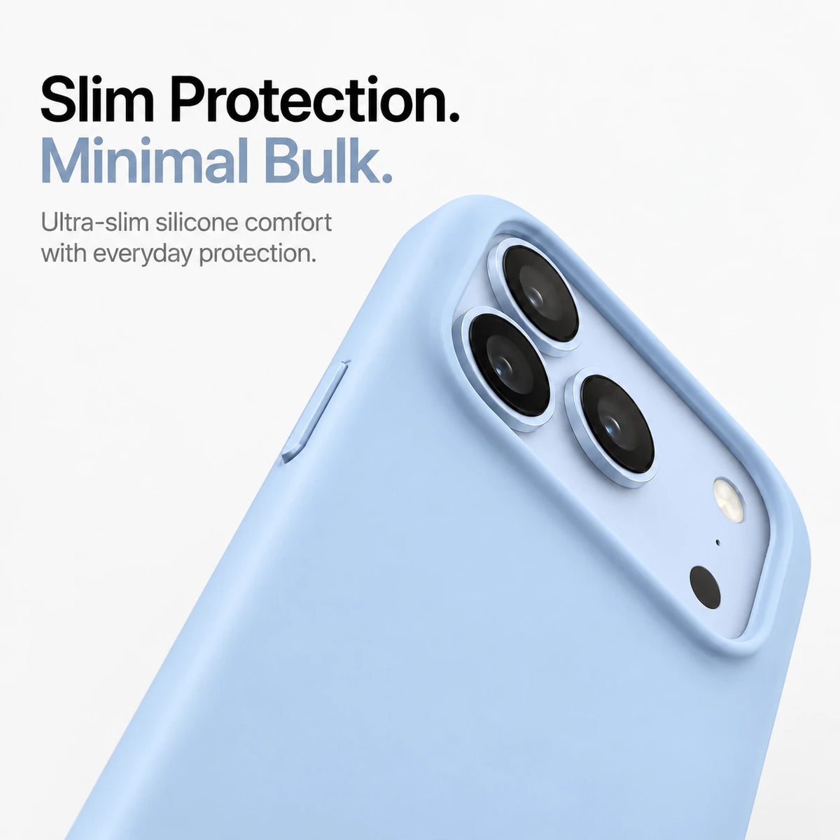Glacier silicone phone case showing the raised rim around the camera #color_Glacier