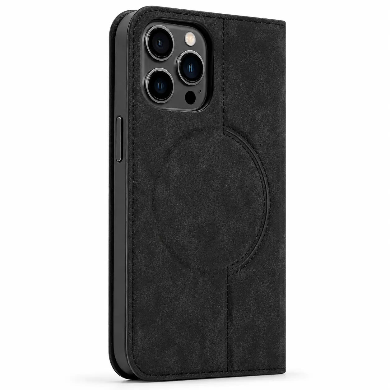 Side view of slim magnetic wallet phone case