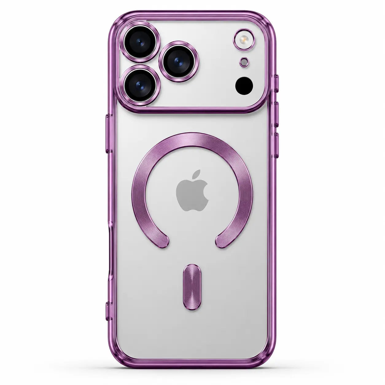 Clear magnetic phone case with slim transparent protective design in pink color