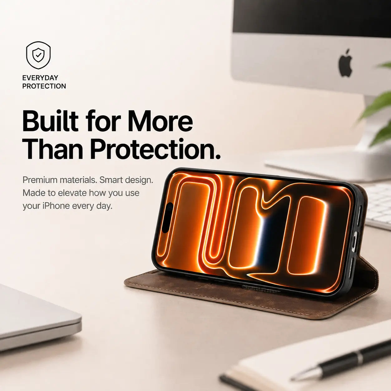 Open magnetic wallet phone case showing card slots