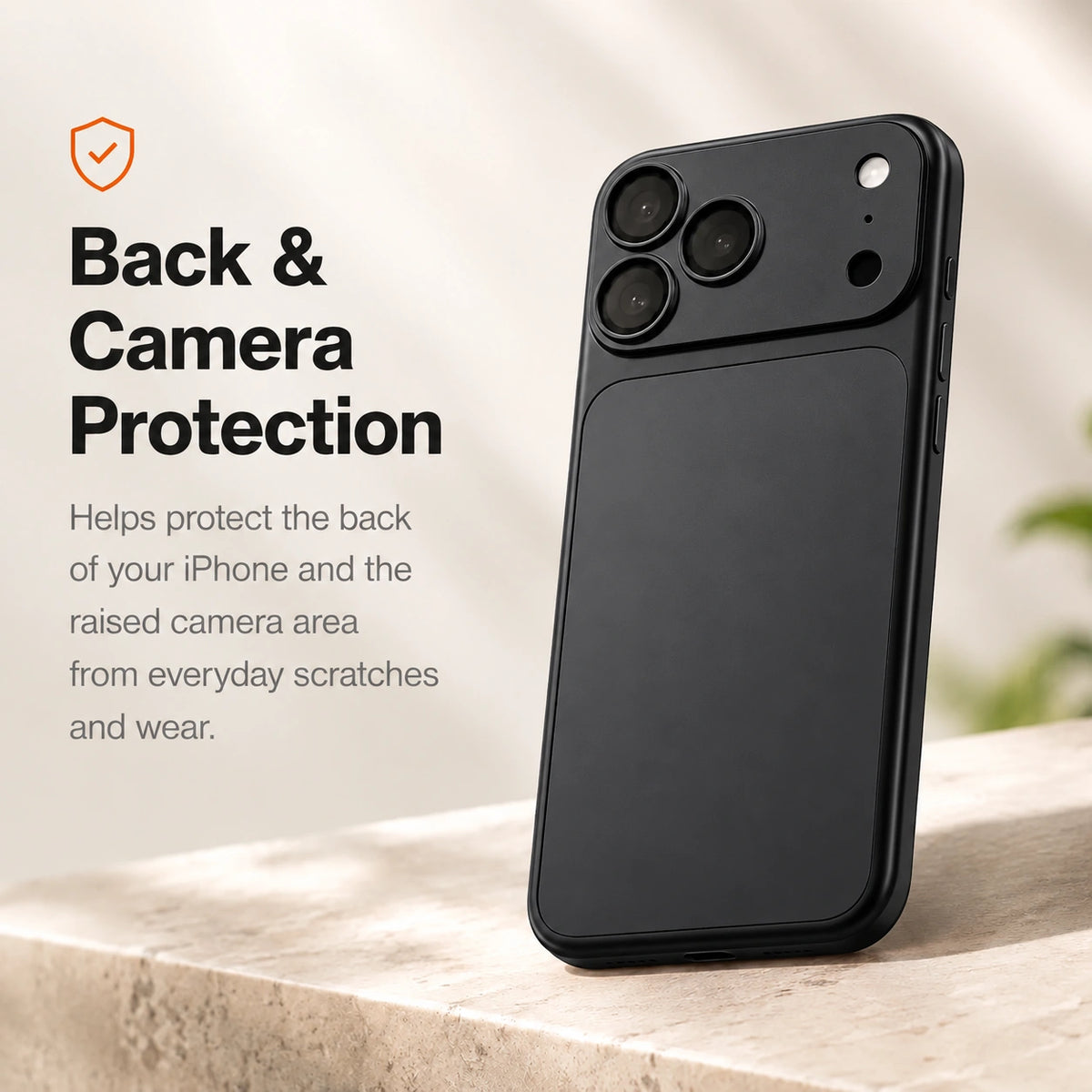 Midnight Black magnetic protective phone backplate protecting the back and camera area #color_Midnight Black