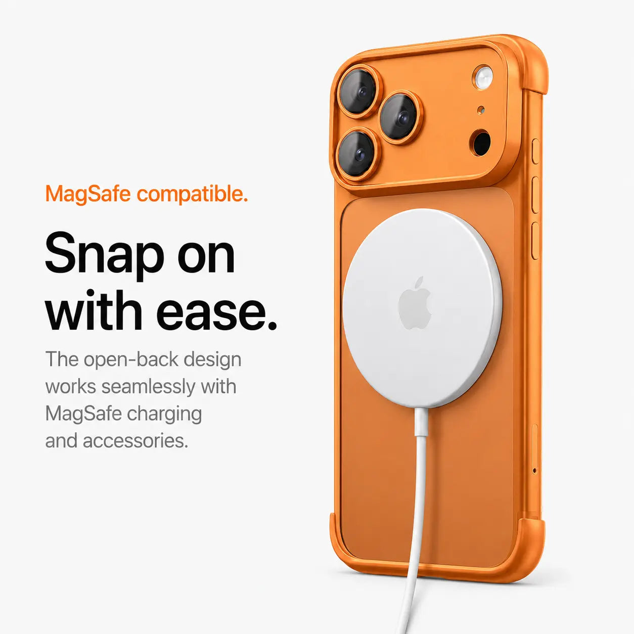 Slim open back case with protective edges