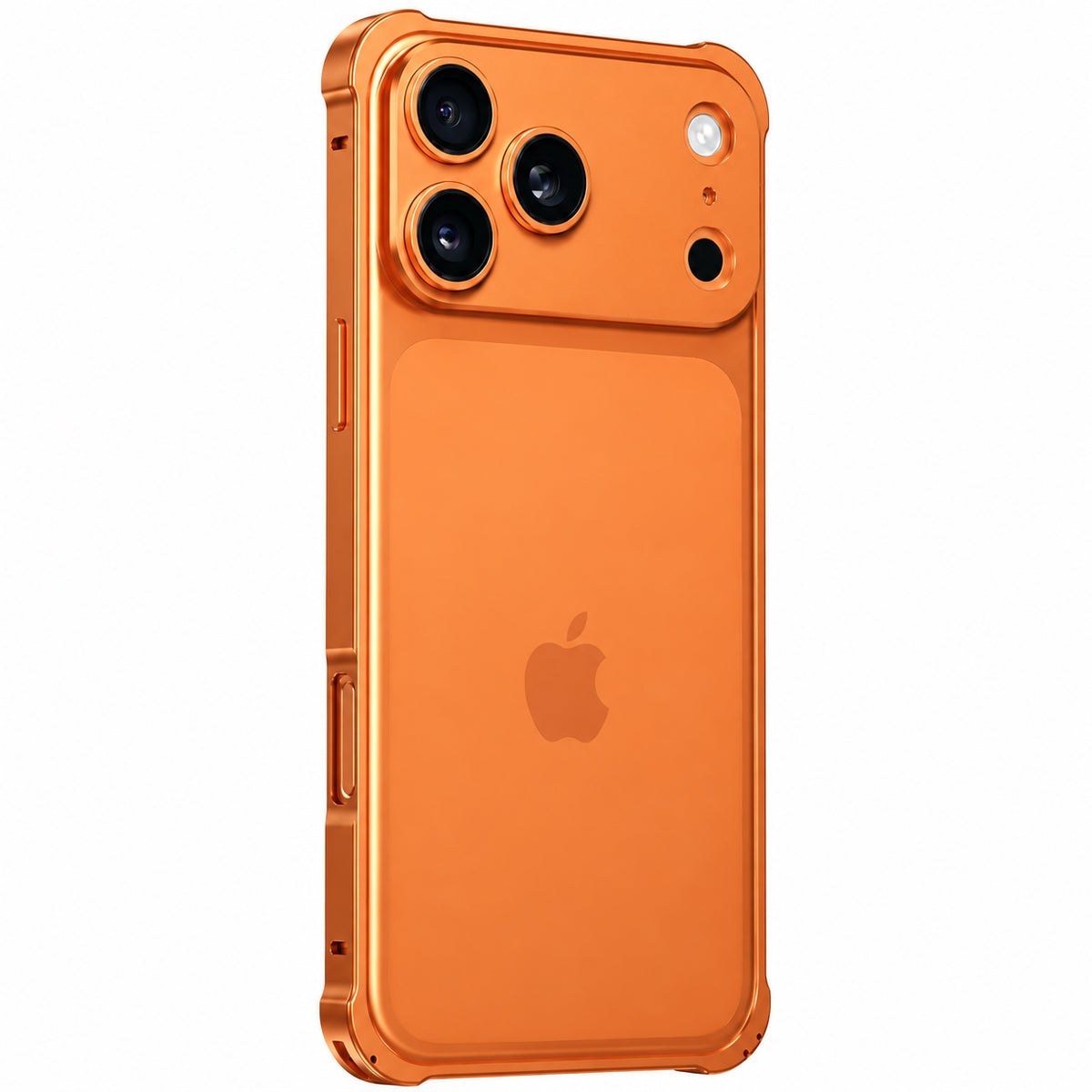 Cosmic Orange aluminum phone bumper with an open back and wide camera protection #color_Cosmic Orange