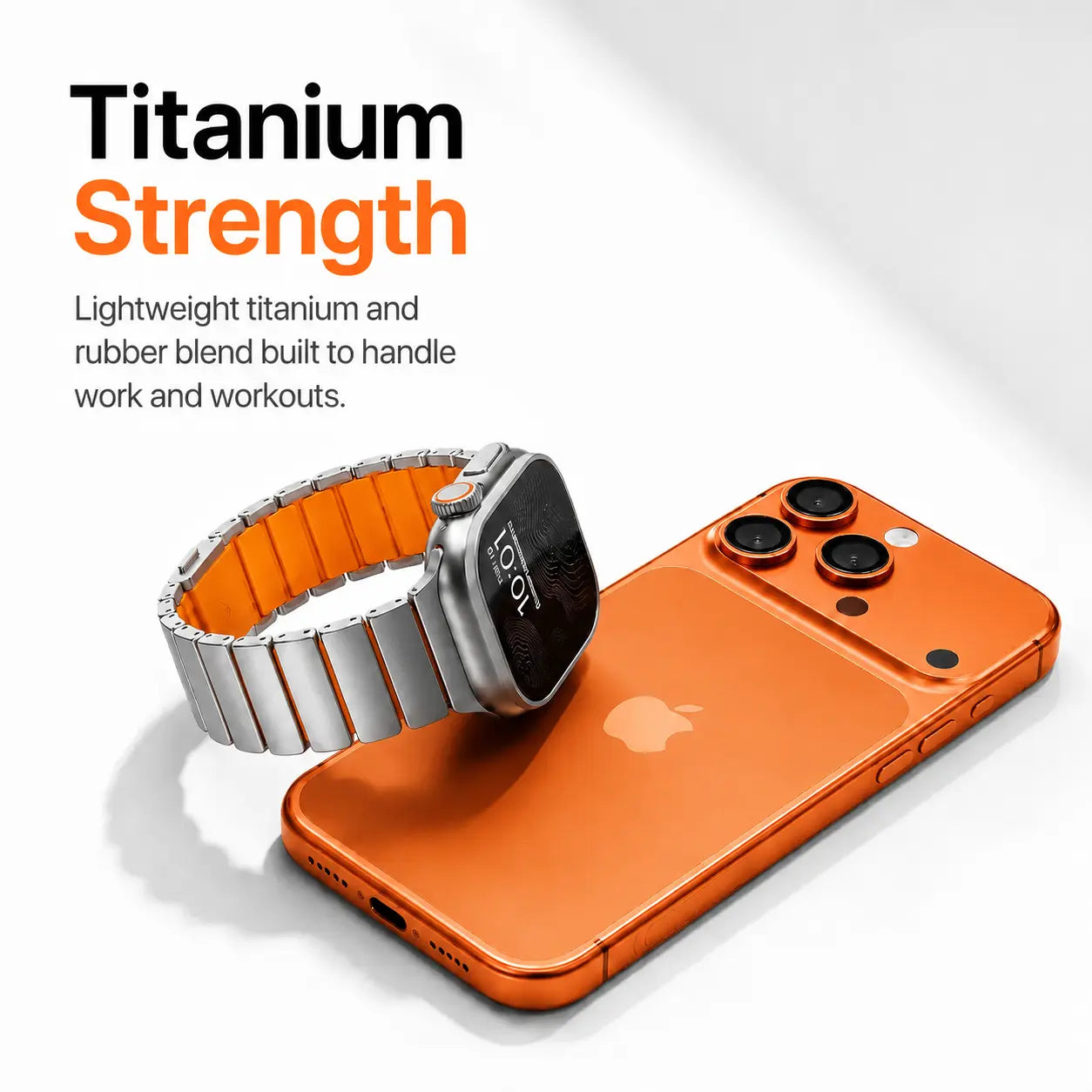 apple watch ultra titanium rubber strap orange #color_Titanium Cosmic Orange