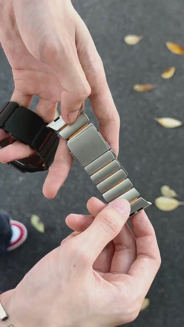 WatchBand Active titanium Apple Watch band — combining a flexible sport strap with titanium hardware