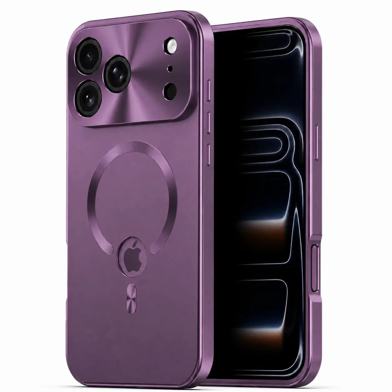 Premium alloy iPhone case with magnetic charging compatibility for iPhone 18 Pro Max in cherry red