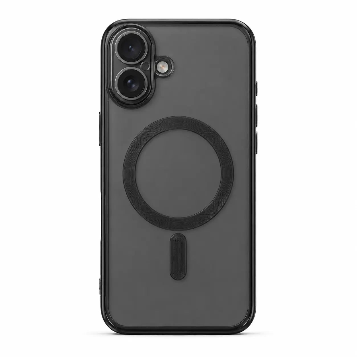 Clear iPhone cover with MagSafe compatibility and protective edges
