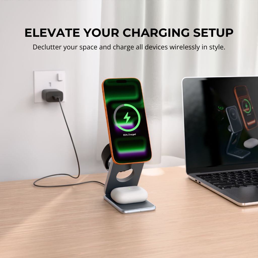 Qi2 3-in-1 Apple Foldable Wireless Charger MagSafe Travel