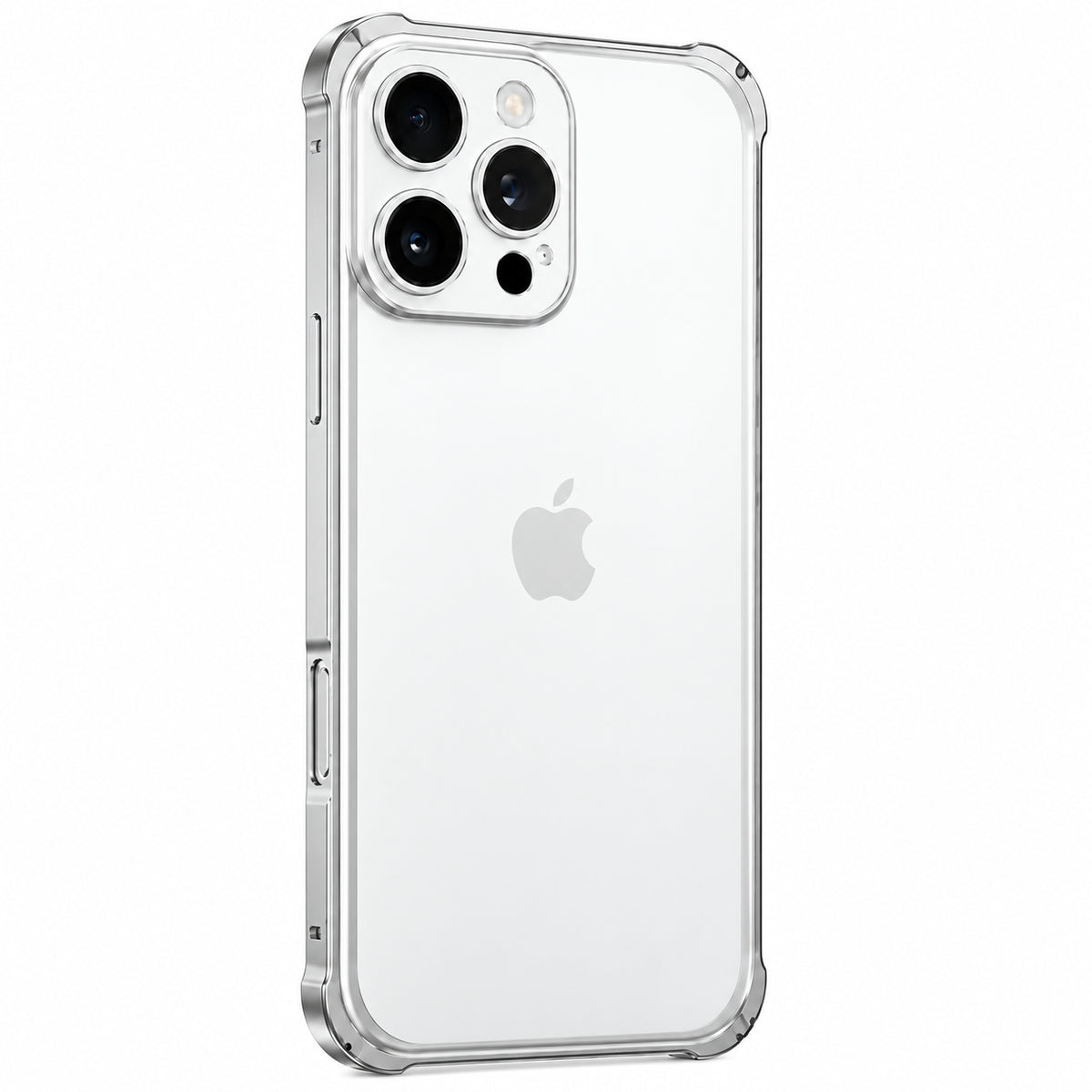 Titanium Silver aluminum phone bumper with an open back and compact camera protection #color_Titanium Silver