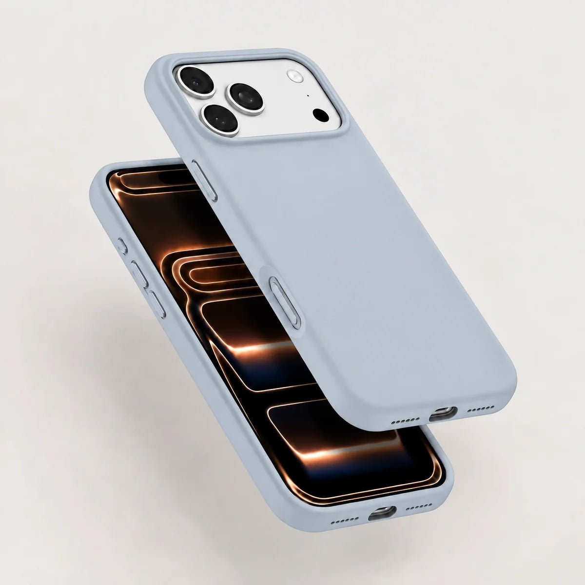 Silver Gray silicone phone case shown from the front and rear #color_Silver Gray